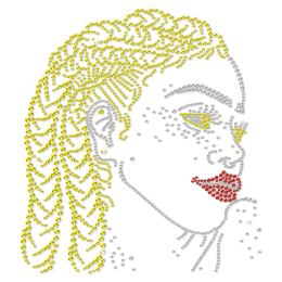 Blond Hair Afro Girl Bling Star In The Crowed Rhinestone Transfer